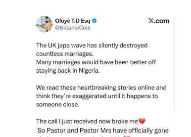 The UK japa wave has silently destroyed countless marriages – Nigerian lawyer saysThe UK japa wave has silently destroyed countless marriages – Nigerian lawyer says