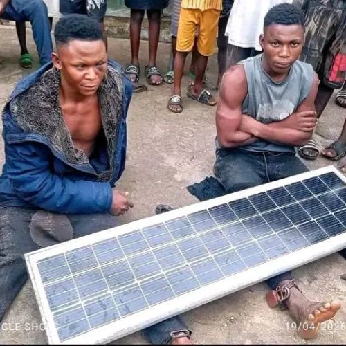 Two men caught while stealing solar street lights in Bayelsa