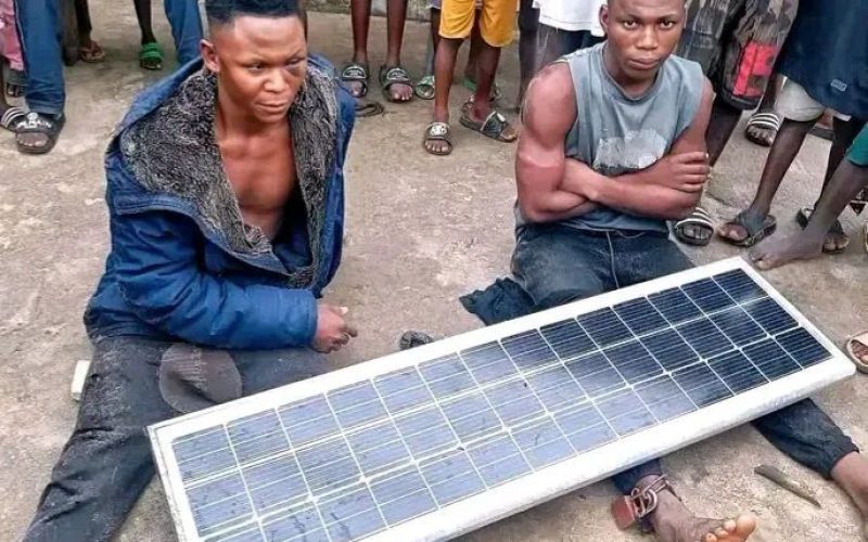 Two men caught while stealing solar street lights in Bayelsa
