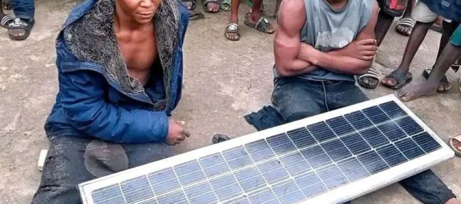 Two men caught while stealing solar street lights in Bayelsa