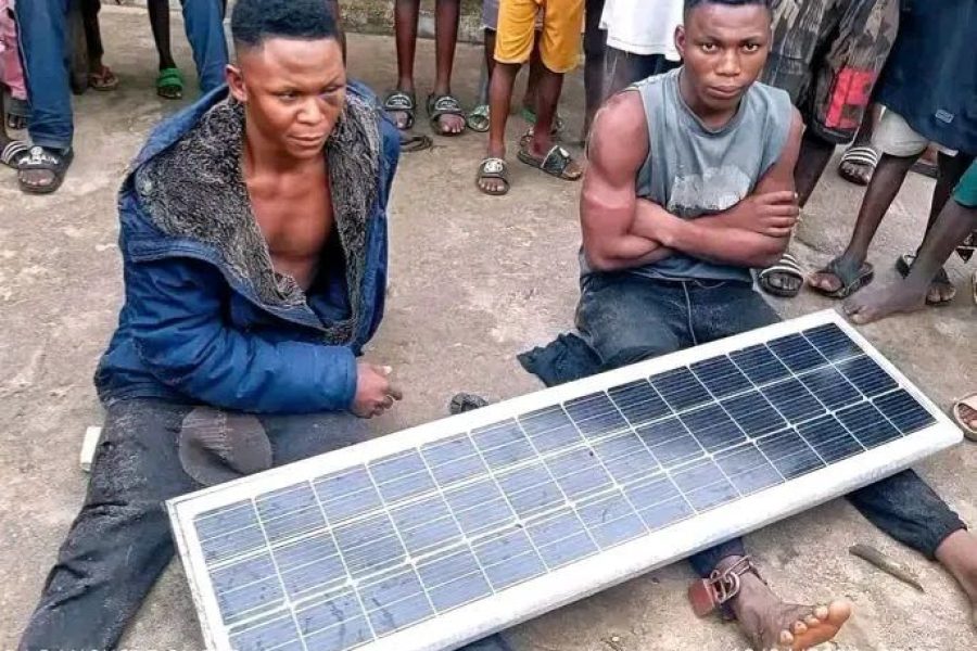 Two men caught while stealing solar street lights in Bayelsa