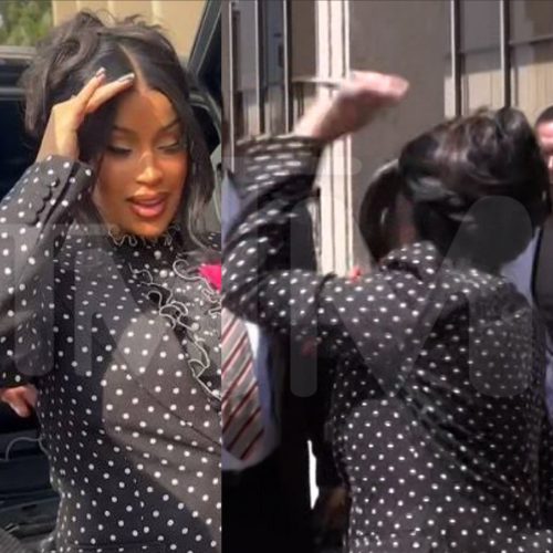 “Stop disrespecting me” Cardi B angrily throws pen at paparazzi outside court after he asked if she’s pregnant with Offset’s baby amid Stefon Diggs romance (video)