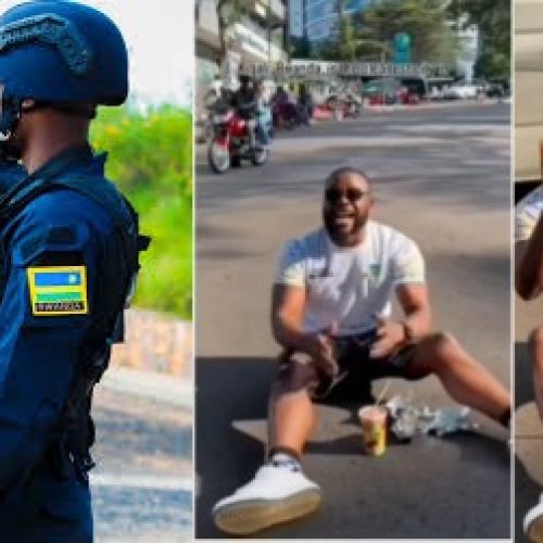 Rwanda Police cautions Nigerian content creator for eating on their road while creating content to show how clean their roads are