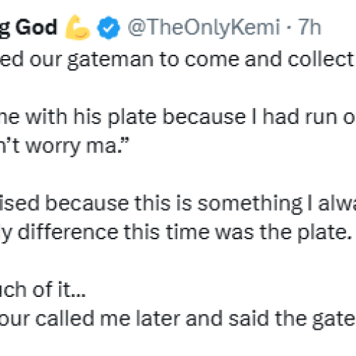 Did I do something wrong? – X user asks after her gateman got offended that she asked him to bring his plate for Easter rice